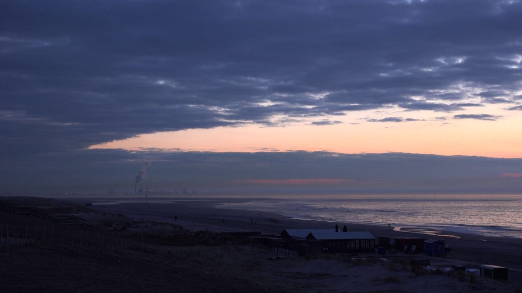 View over the foggy maasvlakte